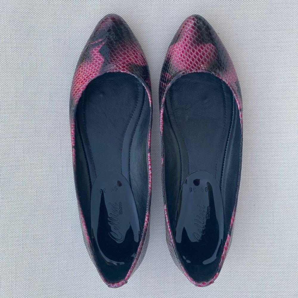 Cellini Python Print Pointed Ballet Flats - image 6
